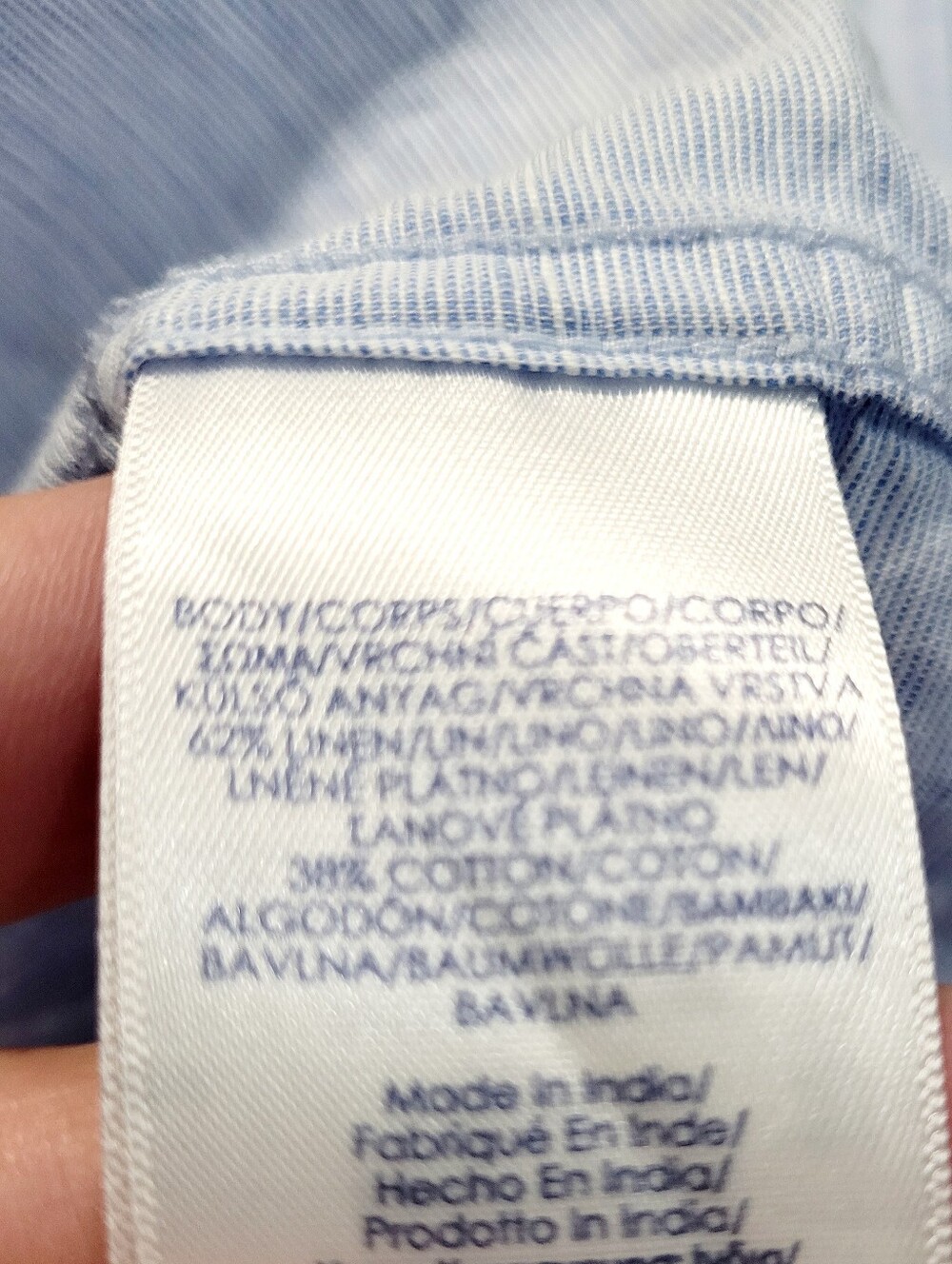 Linen Blend Shirt Women SZ XL Light Blue Button Front Casual Coastal Top Chaps - Picture 8 of 12